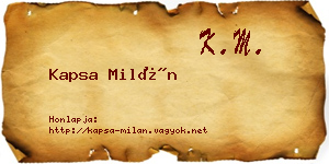Kapsa Milán névjegykártya